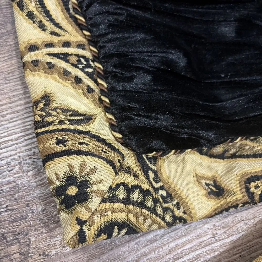 Arabella chenille damask decorative throw pillow Sham Set Black Brown & gold
